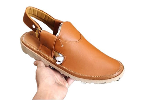 Peshawari Shoes In Genuine Leather Vibram Sole Golden Color
