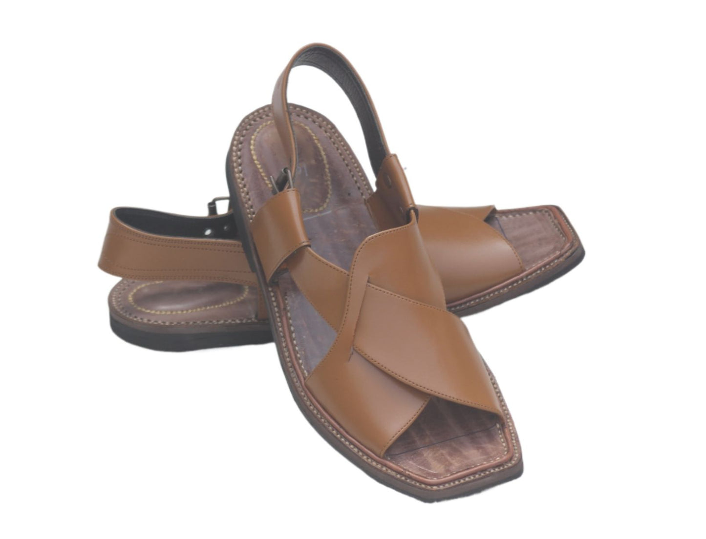 Kohati Chappal Cros Pate– Orange – Genuine Shining Leather- Light Weight