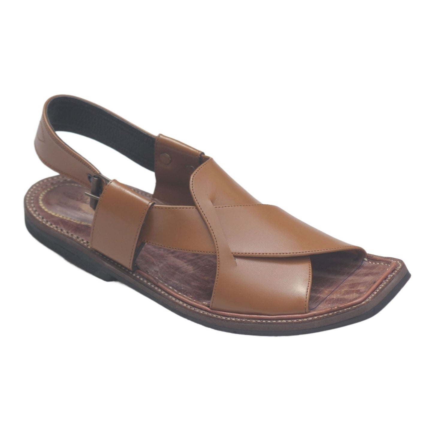Kohati Chappal Cros Pate– Orange – Genuine Shining Leather- Light Weight