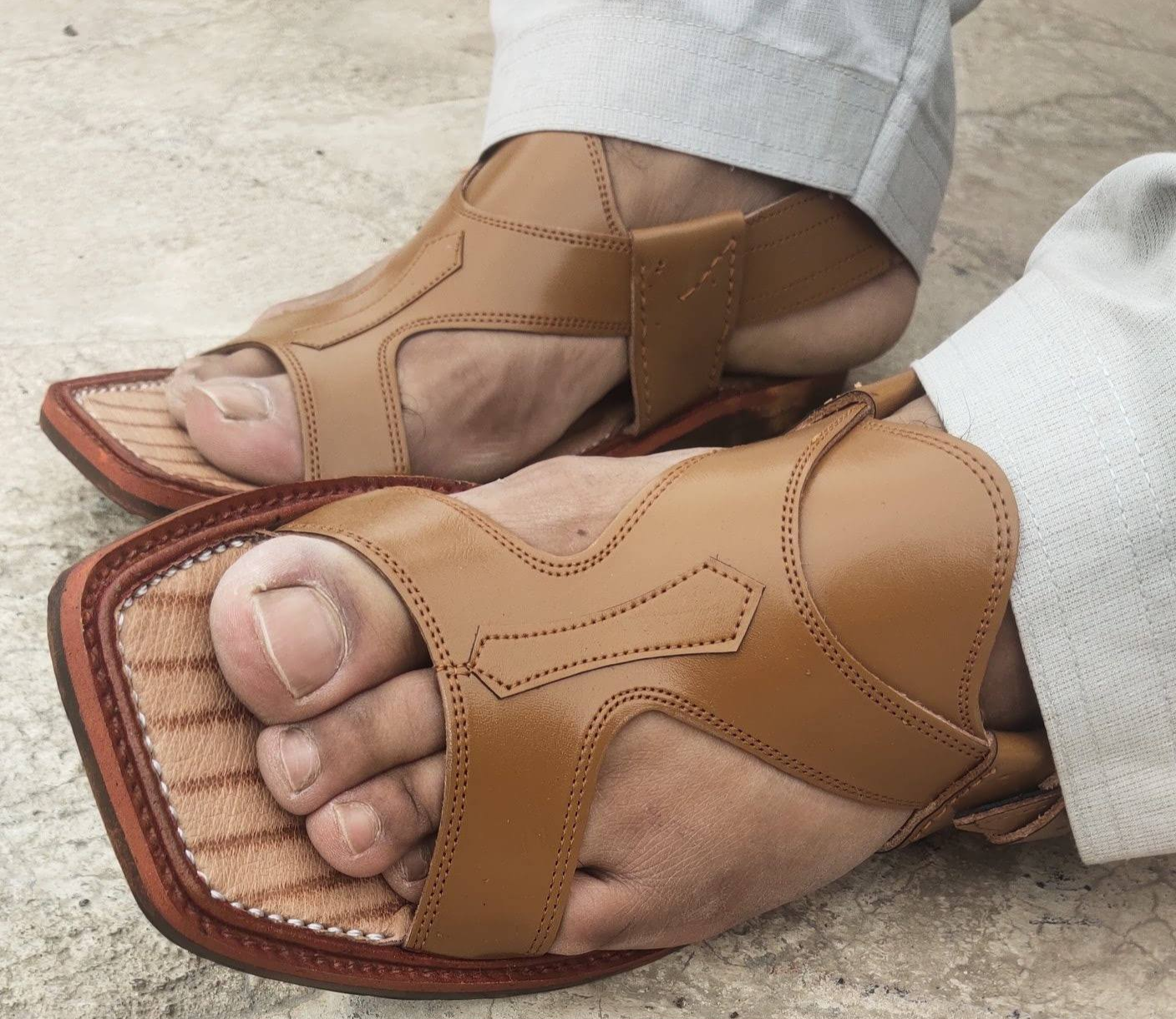 Kohati Chappal belat wale – Orange – Genuine Shining Leather- Light Weight