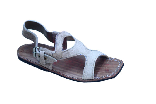 Kohati Chappal / Sandal – Gents – Genuine Saber Leather-boski white
