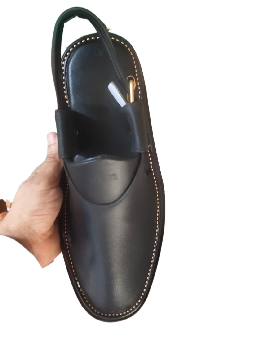 Peshawari Shoes In genuine Leather Black Vibrum Sole Ps 201