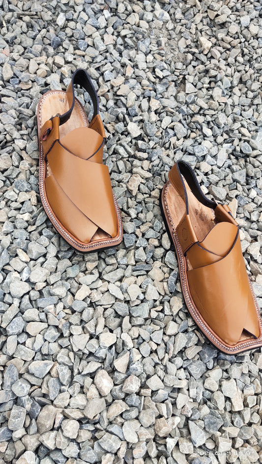 Charsada Chappal / Sandal – Gents – Genuine Leather – Orange – Thin Tyre sole – Rg 304