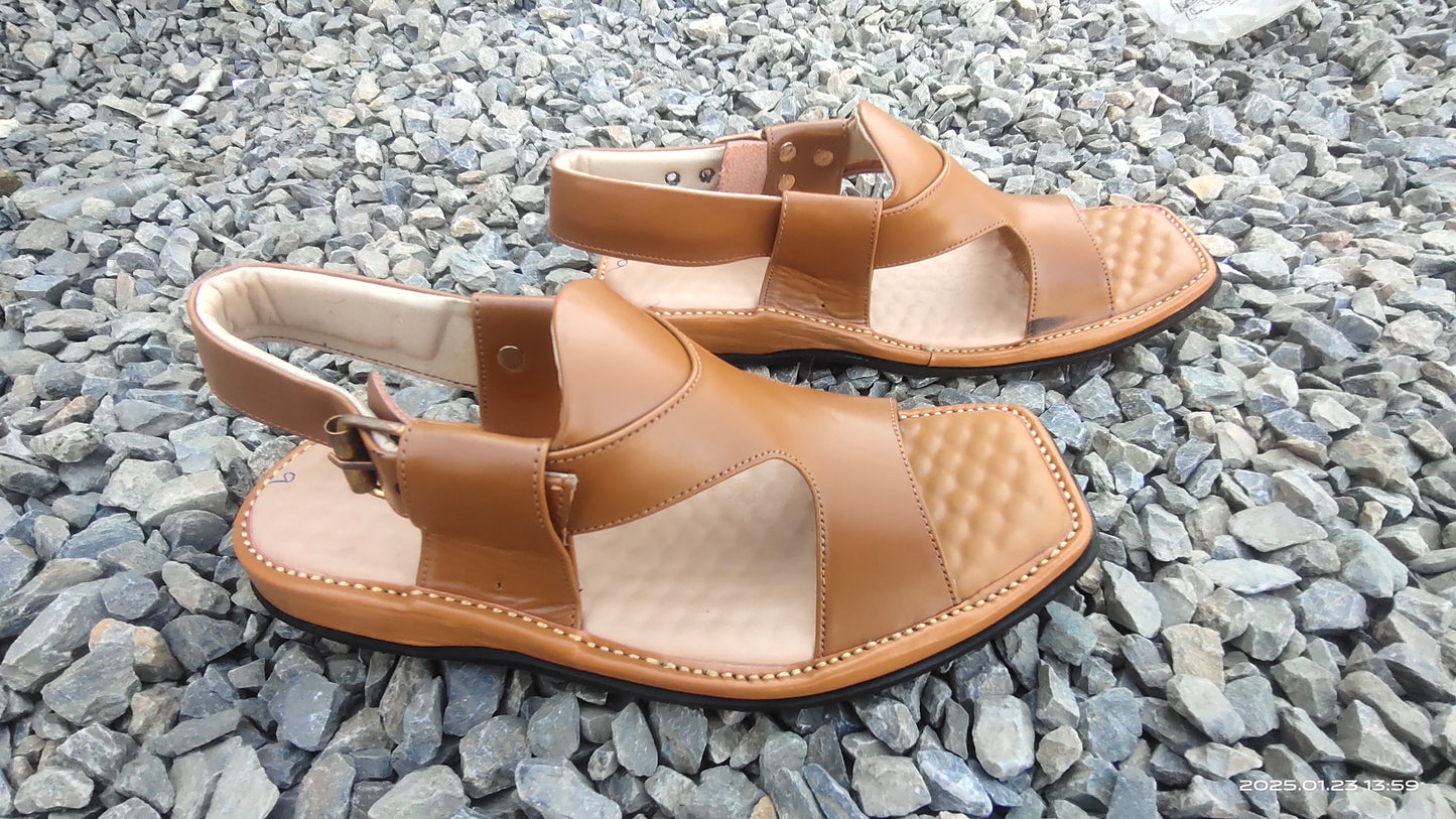 Kohati Chappal / Sandal Zalmi panjedaar – Gents – Genuine Shining Leather- Light Weight