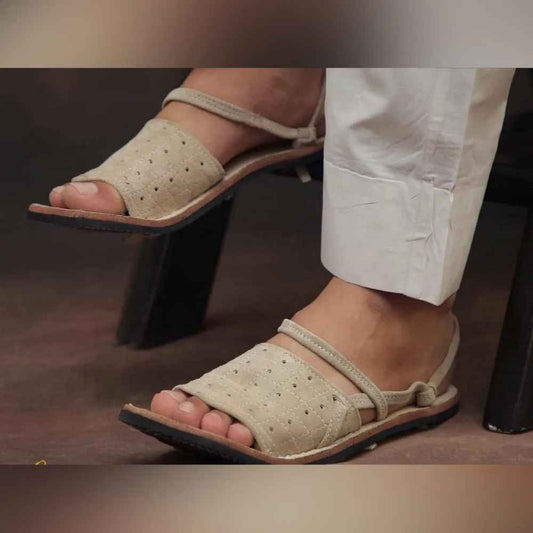 Balochi Chapals Saber Leather Gray white