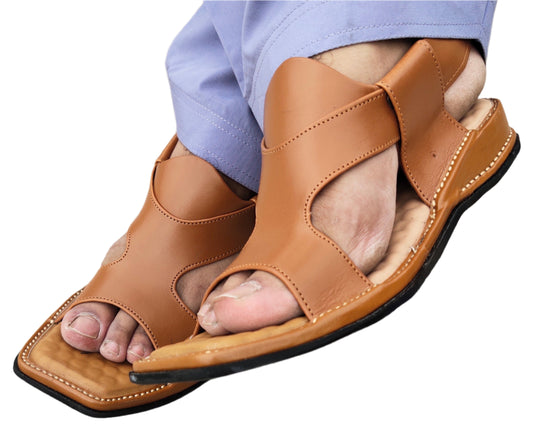 Kohati Chappal / Sandal Zalmi panjedaar – Gents – Genuine Shining Leather- Light Weight