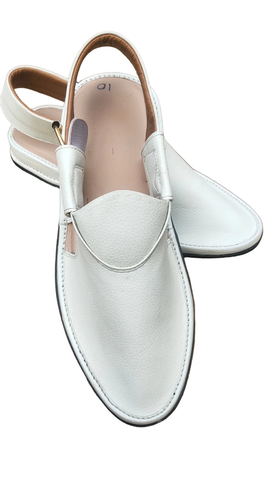 Peshawari Shoes In genuine LeatherTyre Sole white colore 207-white