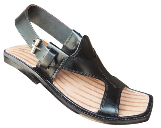 Kohati Chappal belat wale – black – Genuine Shining Leather- Light Weight Rg 16