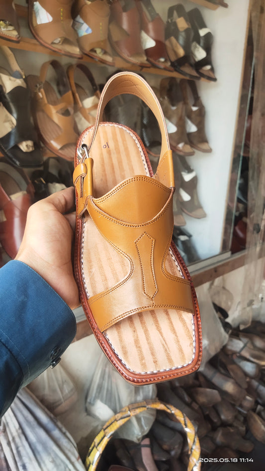 Kohati Chappal belat wale – Orange – Genuine Shining Leather- Light Weight