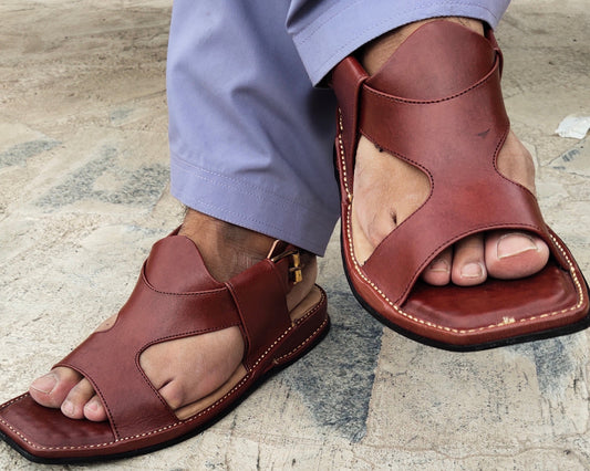 Kohati Chappal / Sandal Zalmi panjedaar – Gents – Genuine Shining Leather- Light Weight