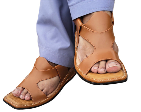 Kohati Chappal / Sandal Zalmi panjedaar – Gents – Genuine Shining Leather- Light Weight