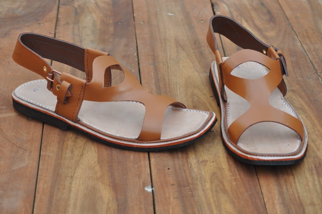 Kohati Chappal / Sandal AYE(ank Style)– Orange – Genuine Shining Leather- Light Weight