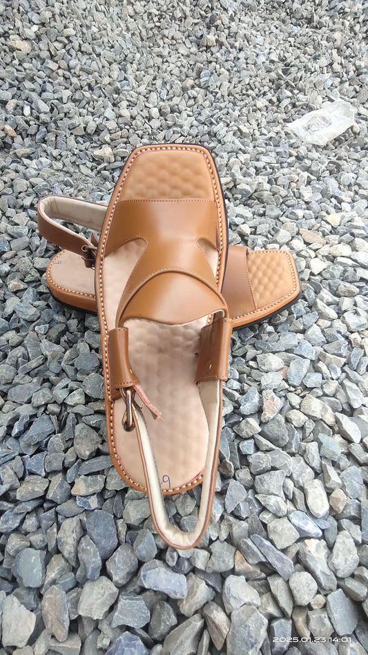 Kohati Chappal / Sandal Zalmi panjedaar – Gents – Genuine Shining Leather- Light Weight