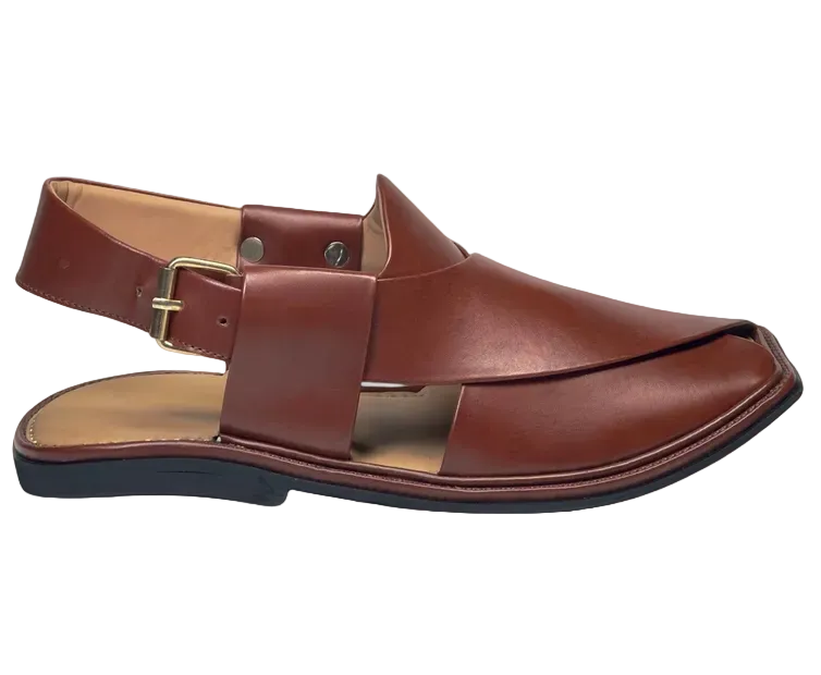 Peshawari Bhera Chapals In Genuine leather Mustered Colore RG308B