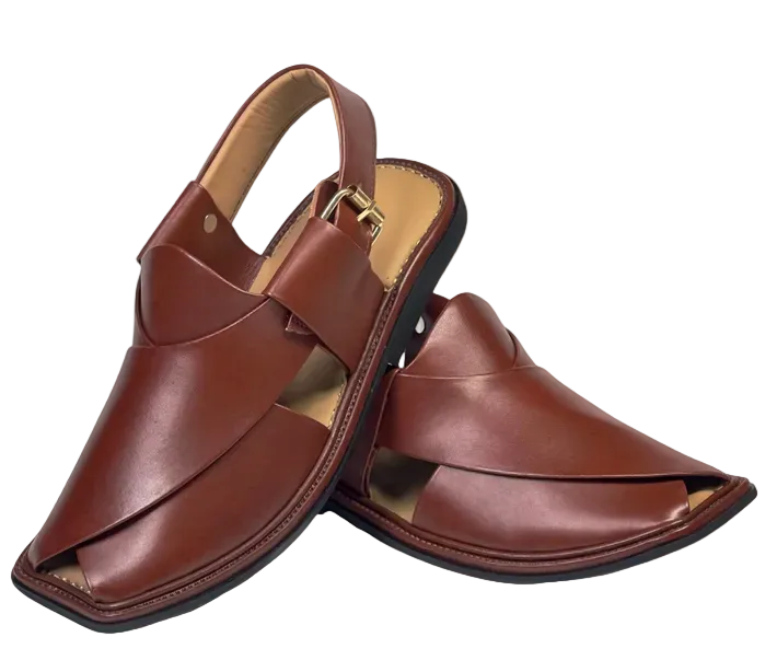 Peshawari Bhera Chapals In Genuine leather Mustered Colore RG308B