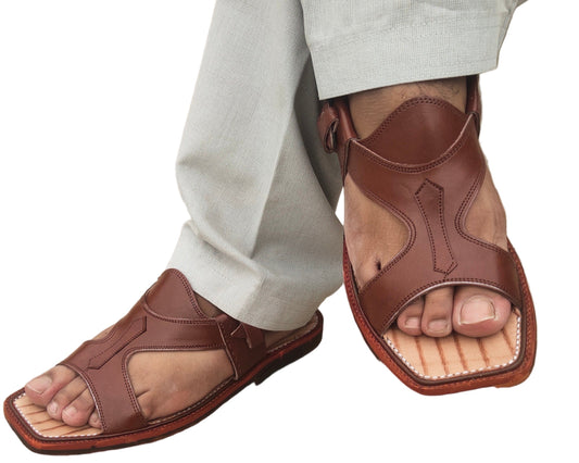 Kohati Chappal belat  wale – brown – Genuine Shining Leather- Light Weight  Rg 15