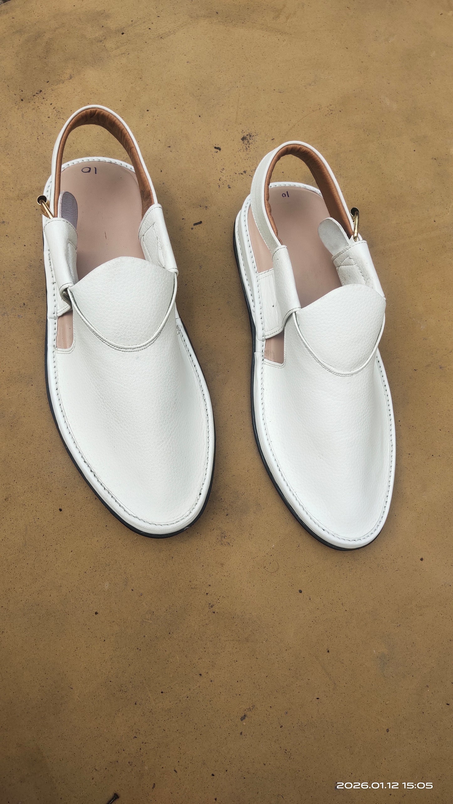 Peshawari Shoes In genuine LeatherTyre  Sole white colore 207-white