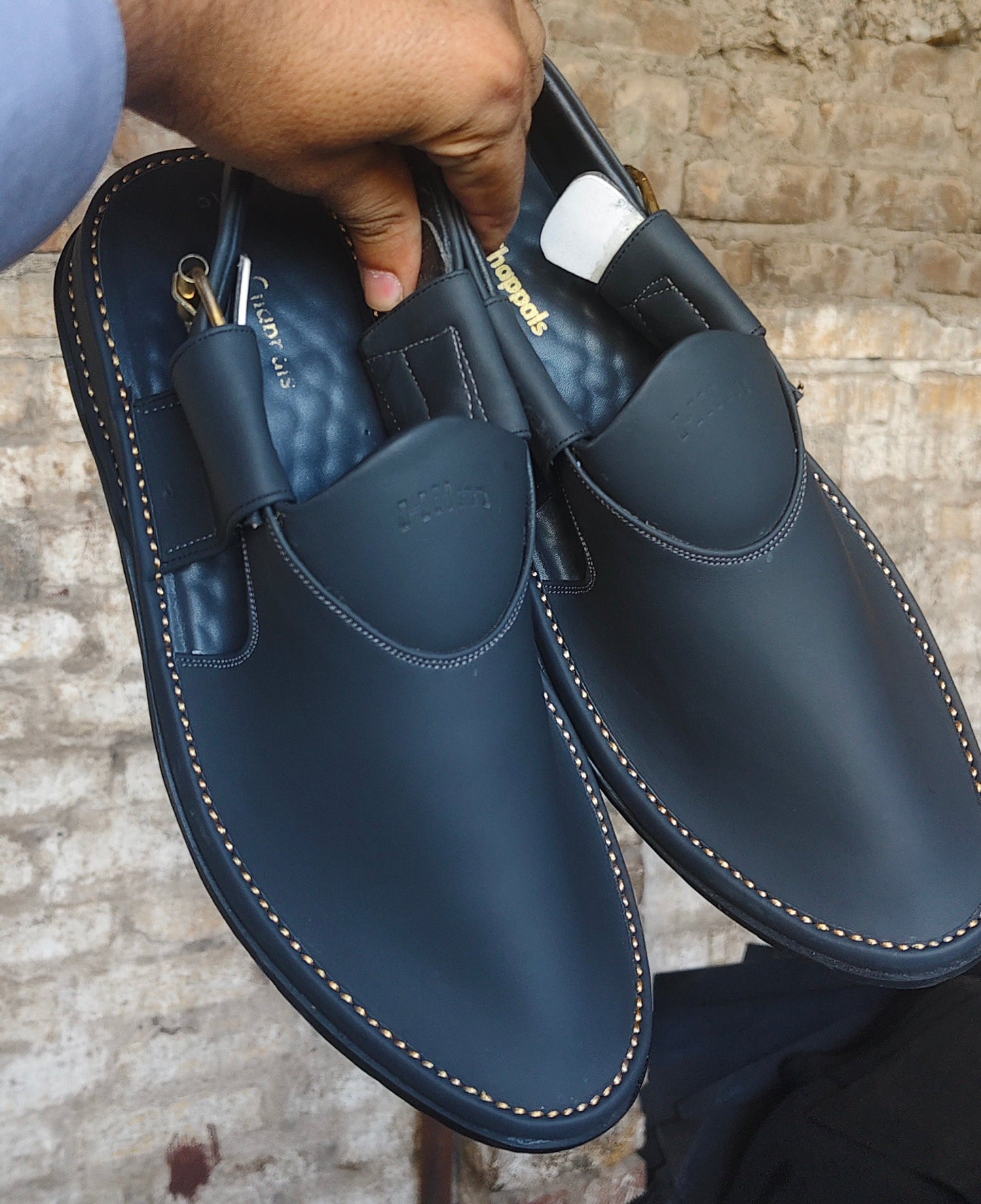 Peshawari Shoes In genuine LeatherTyre  Sole Gray color