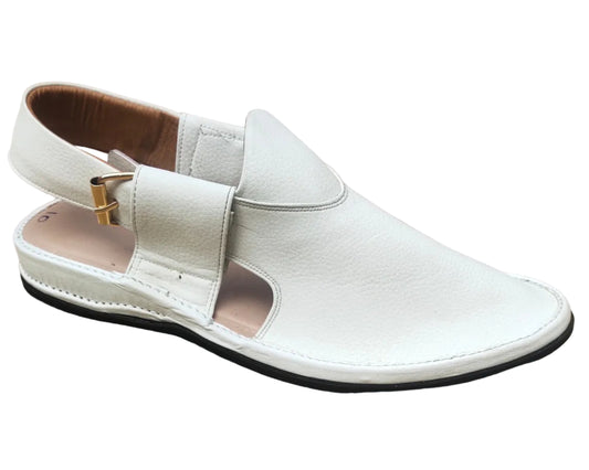 Peshawari Shoes In genuine LeatherTyre  Sole white colore 207-white