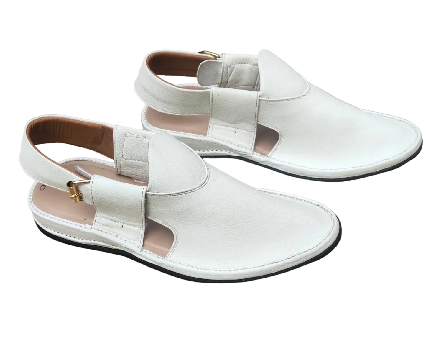 Peshawari Shoes In genuine LeatherTyre  Sole white colore 207-white
