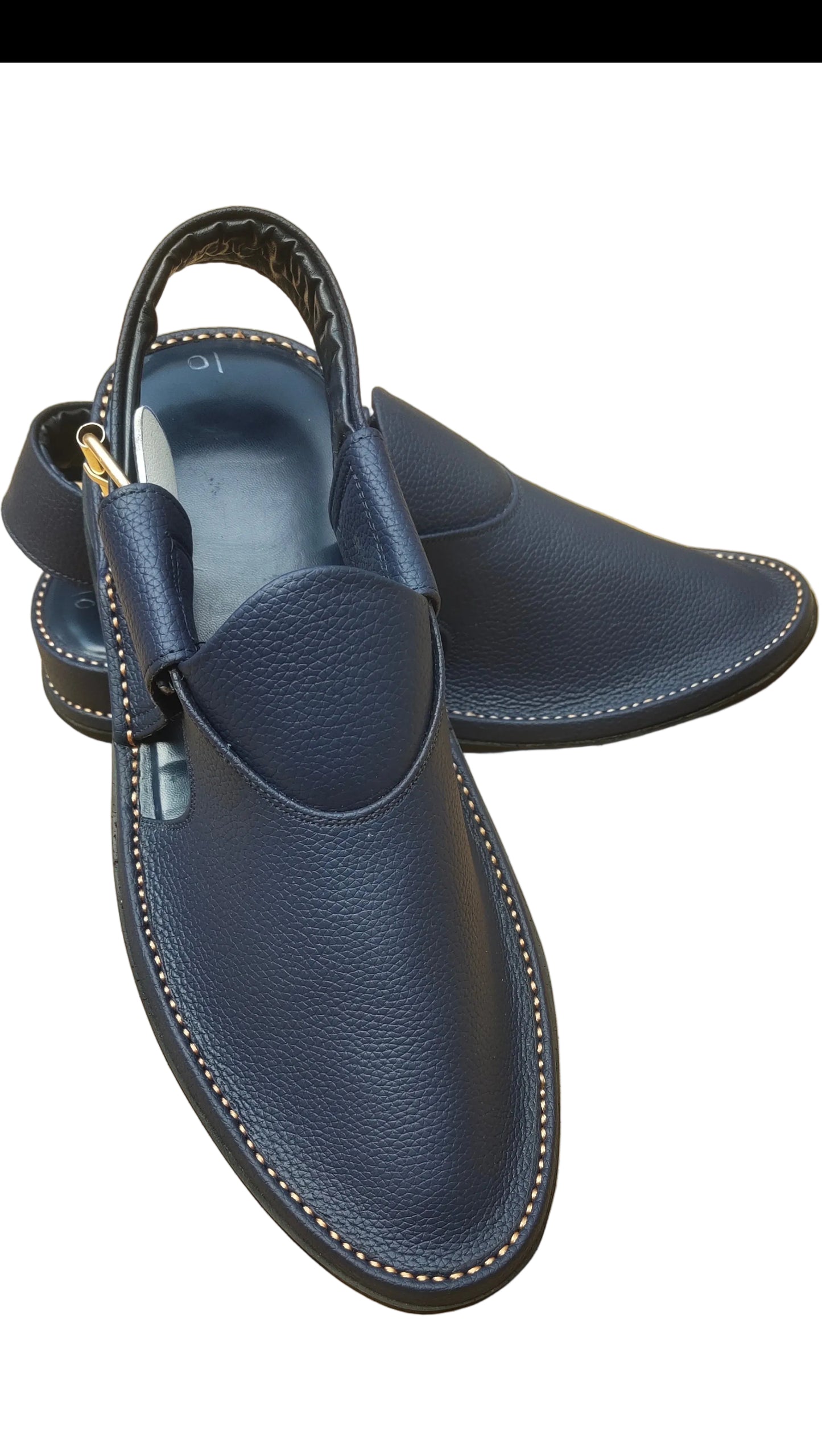 Peshawari Shoes In genuine Leather Tyre  Sole Blue 206