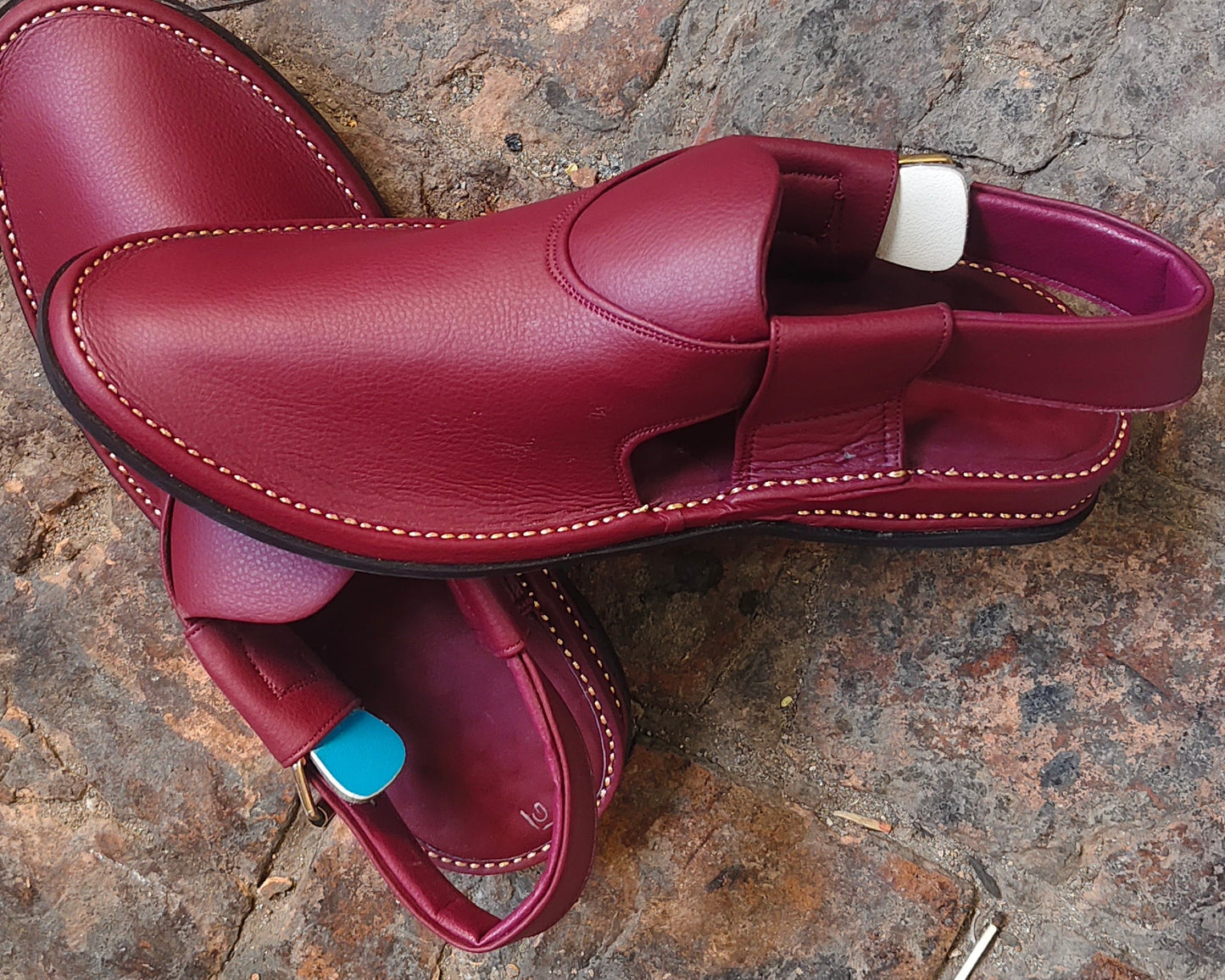 Peshawari Shoes In genuine LeatherTyre  Sole Mahroon colore