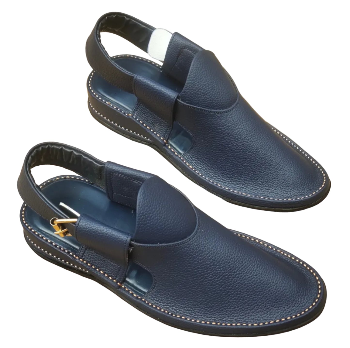 Peshawari Shoes In genuine Leather Tyre  Sole Blue 206