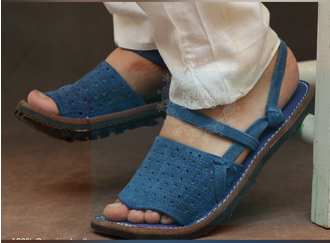 Balochi Chapals Saber Leather blue